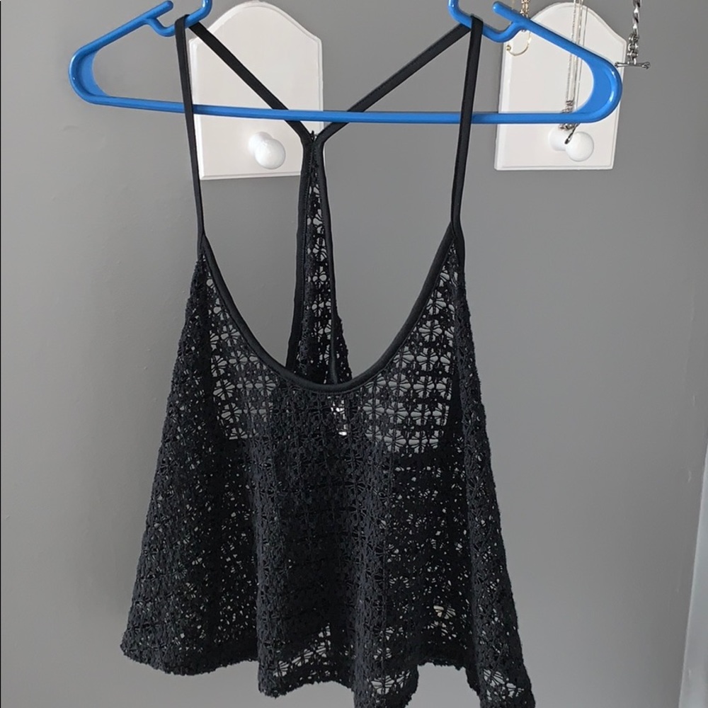 Black Mesh Crop Top